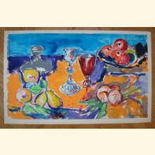 „Früchte auf Blau und Orange“